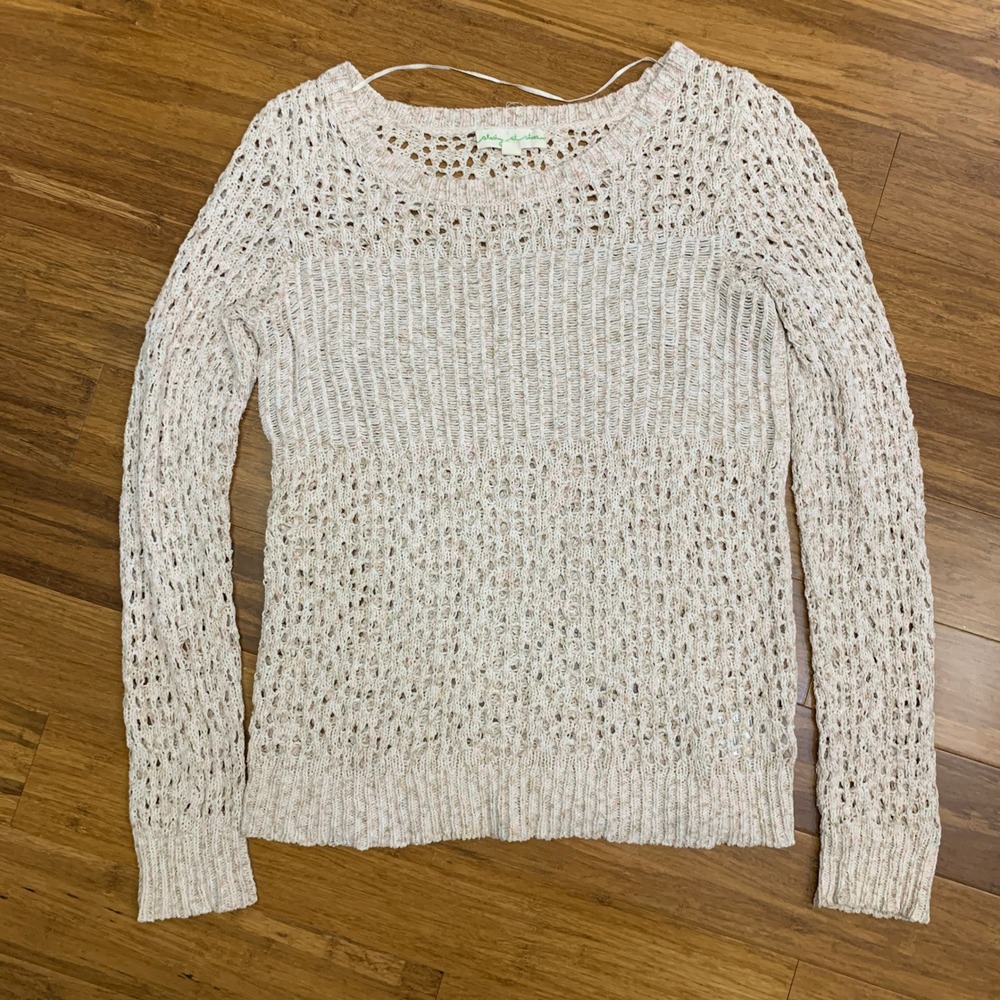 Staring at Stars Knit Sweater Womens‎ Small Open Weave Lightweight Long Sleeve